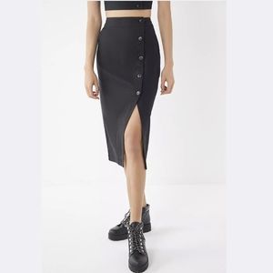 Urban Outfitters Amanda Button-front Linen Midi Skirt
